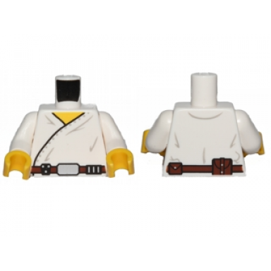 white torso sw wrap-around tunic and utility belt on front and back pattern white arms yellow hands