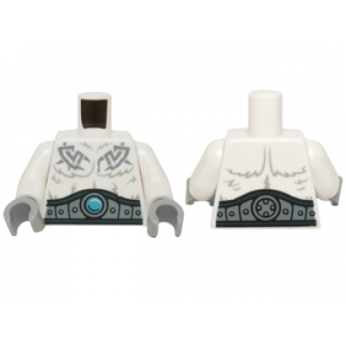 white torso fur with dark blue and sand blue belt sand blue tribal lines and dark azure round jewel chi pattern white arms light bluish gray hands