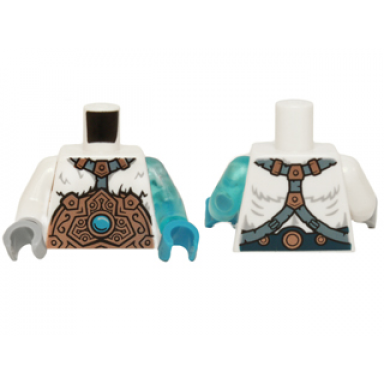 white torso fur with copper armor and ice chi emblem pattern trans-lt blue arm left white arm right dk azure hand left lt bluish gray hand right