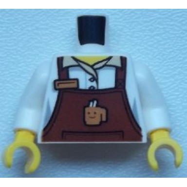 white torso reddish brown apron female outline with cup and name tag pattern white arms yellow hands