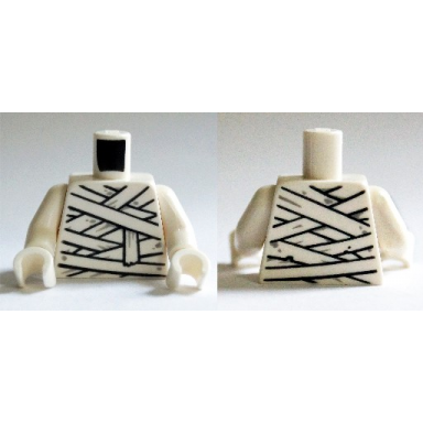 white torso mummy wrappings with light bluish gray splotches pattern white arms white hands