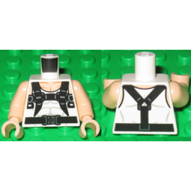 white torso spider-man muscles outline with black suspenders pattern rhino light nougat arms light nougat hands