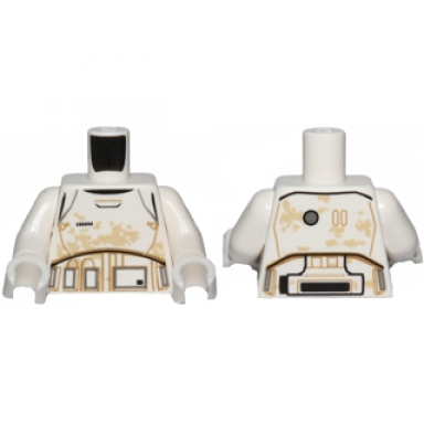 white torso sw armor stormtrooper ep 7 with black gray and dark tan lines and tan dirt stains pattern white arms white hands