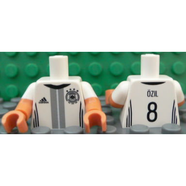 white torso soccer shirt with adidas logo 4 stars and eagle front ãzil 8 back pattern nougat arms with molded white short sleeves pattern nougat hands