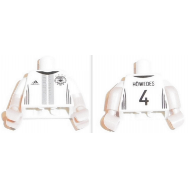 white torso soccer shirt with adidas logo 4 stars and eagle front hãwedes 4 back pattern light nougat arms with molded white short sleeves pattern light nougat hands