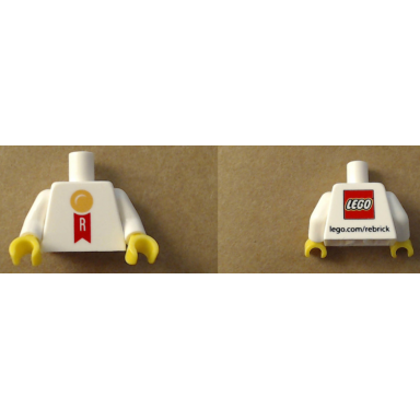 white torso rebrick gold medallion with red ribbon pattern white arms yellow hands