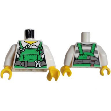 white torso overalls green over prison stripes shirt dark bluish gray belt pattern white arms yellow hands