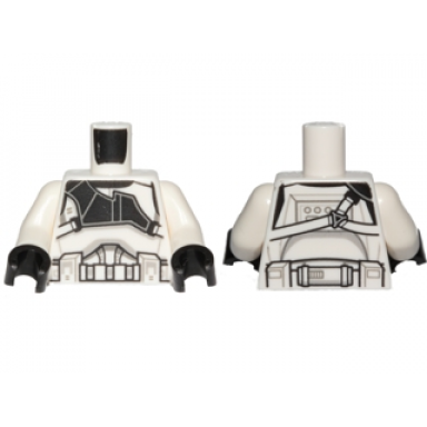 white torso sw armor clone trooper gunner with black panel and white straps pattern white arms black hands