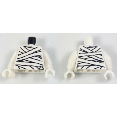 white torso mummy wrappings non-glow in dark pattern white arms white hands