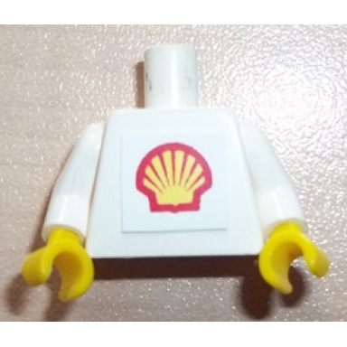 white torso shell logo small pattern squared sticker white arms yellow hands