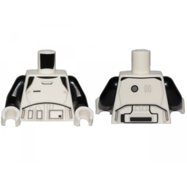 white torso sw armor stormtrooper ep 8 with black gray and dark gray lines pattern executioner black arms white hands