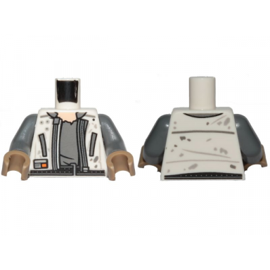 white torso sw jacket with zipper dirt stains dark bluish gray undershirt pattern han solo dark bluish gray arms dark tan hands