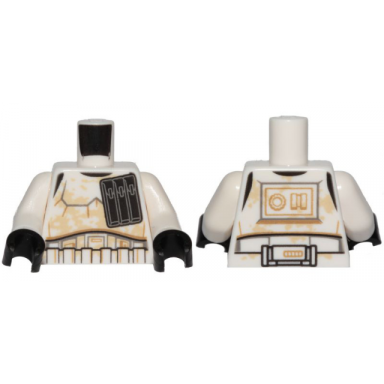 white torso sw armor stormtrooper wide black ammo pouch and tan dirt stains pattern white arms black hands