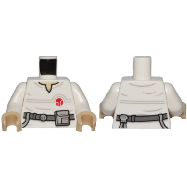 white torso sw jumpsuit with dark bluish gray belt and red insignia pattern cloud car pilot white arms tan hands
