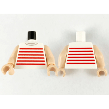 white torso sweater with red horizontal stripes pattern light nougat arms light nougat hands