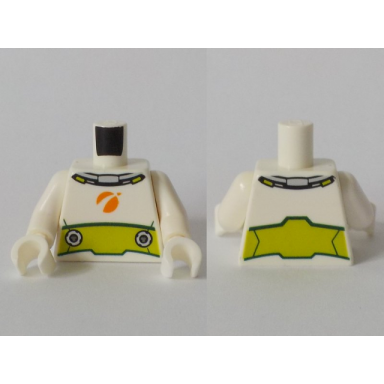 white torso spacesuit with lime wide belt pattern white arms white hands