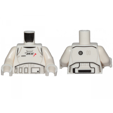 white torso sw armor treadspeeder driver with black alien characters and red markings pattern white arms white hands