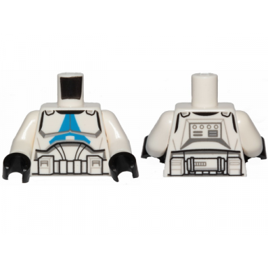 white torso sw armor clone trooper with blue 501st legion markings detailed pattern clone wars white arms black hands