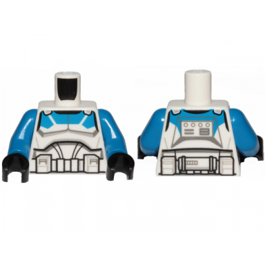 white torso sw armor clone jet trooper with blue 501st legion markings detailed pattern clone wars blue arms black hands