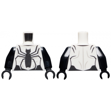 white torso spider-girl black spider wraparound pattern black arms black hands