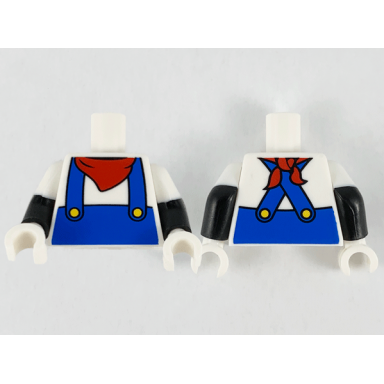 white torso shirt red handkerchief blue overalls and yellow buttons pattern black arms with molded white short sleeves pattern white hands