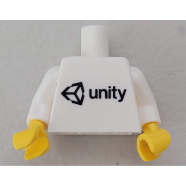 white torso black unity logo pattern white arms yellow hands