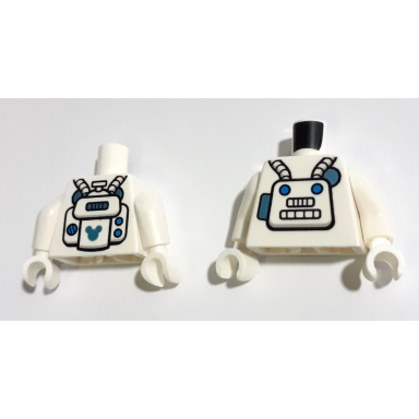 white torso astronaut spacesuit with hoses panel and buttons and metallic light blue mickey mouse logo on back pattern white arms white hands