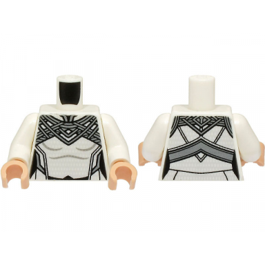 white torso female silver armor collar and hexagons pattern white arms light nougat hands