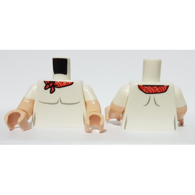 white torso t-shirt with red neckerchief pattern light nougat arms with molded white short sleeves pattern light nougat hands