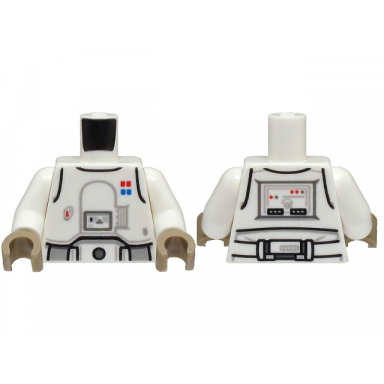 white torso sw armor snowtrooper commander with printed back pattern 2 white arms dark tan hands