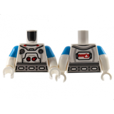 white torso spacesuit red trim wide silver belt pattern white arms with molded dark azure short sleeves pattern white hands