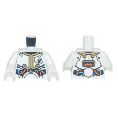 white torso spacesuit with gold trim medium azure and orange wires pattern white arms white hands