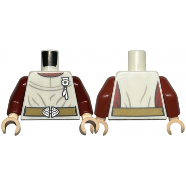 white torso harry potter nurses dress light bluish gray wrinkles dark tan belt silver buckle and watch pattern dark red arms light nougat hands