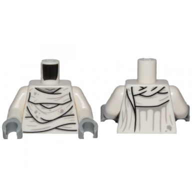 white torso alien wrappings and light bluish gray stains pattern white arms light bluish gray hands