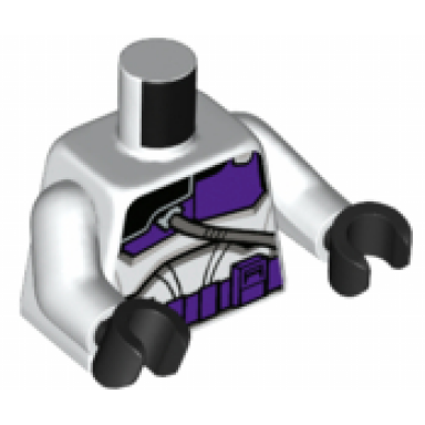 white torso sw armor clone trooper with dark purple 187th legion markings detailed pattern clone wars white arms black hands