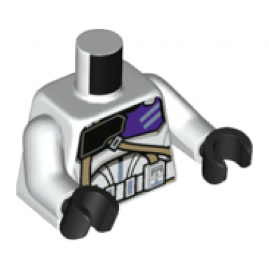 white torso sw armor clone commander with dark purple 187th legion markings detailed pattern clone wars white arms black hands