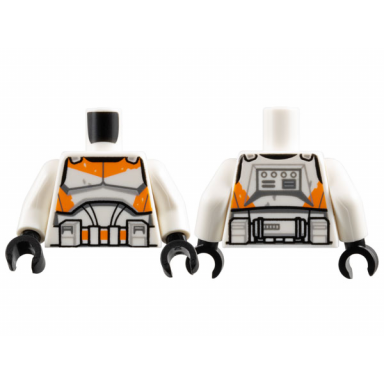 white torso sw armor clone trooper with orange and light bluish gray 212th legion markings detailed pattern white arms black hands