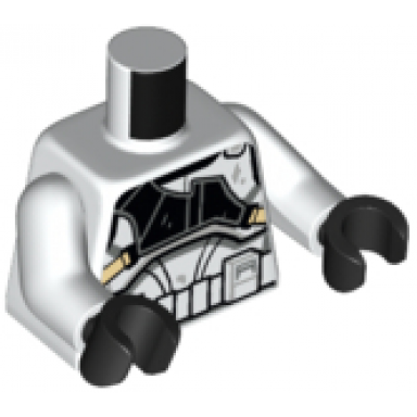 white torso sw armor clone trooper gunner with black panel and tan straps detailed pattern white arms black hands