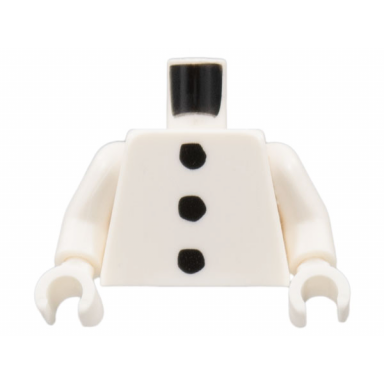 white torso with 3 black buttons pattern white arms white hands