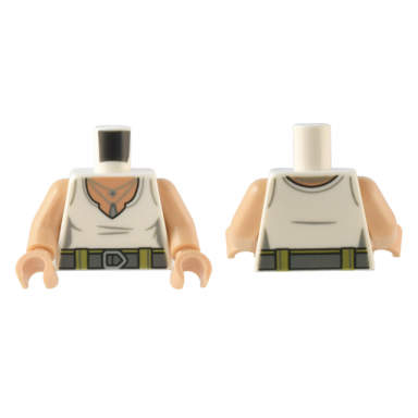 white torso female shirt dark bluish gray belt with buckle and silver necklaces pattern medium tan arms medium tan hands