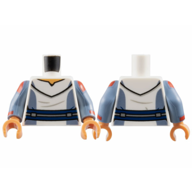 white torso sw uniform sand blue panels dark blue and silver belt nougat neck pattern sand blue arms with red shoulders and cuffs pattern nougat hands