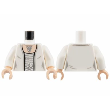 white torso female robe center panel with silver spots evenstar pendant necklace light nougat neck pattern white arms light nougat hands