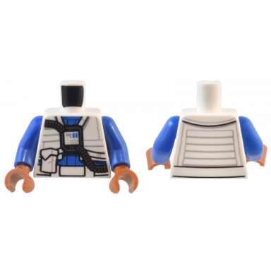 white torso sw new republic pilot flight suit jacket with pouch over blue shirt dark brown hose pattern blue arms dark orange hands