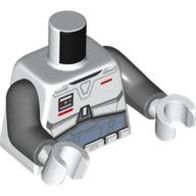 white torso sw imperial commando armor sand blue and dark bluish gray suit belt with boxes red rectangles pattern dark bluish gray arms white hands