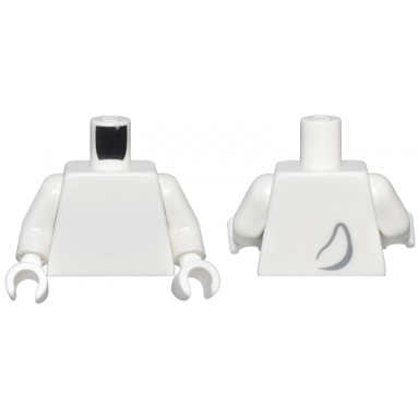 white torso with dark bluish gray dog tail outline on back pattern white arms white hands
