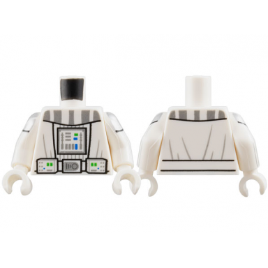 white torso sw robe and armor utility belt silver stripes chest panel with green and blue lights pattern white arms with armor pattern white hands