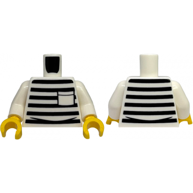 torso prison uniform shirt with black stripes and pocket pattern white arms yellow hands