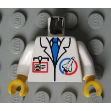 white torso launch command logo blue tie and id badge pattern white arms yellow hands
