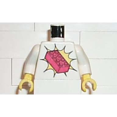 white torso train red 2 x 4 brick pattern white arms yellow hands
