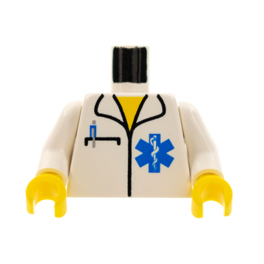 white torso hospital emt star of life open collar pocket pen pattern white arms yellow hands